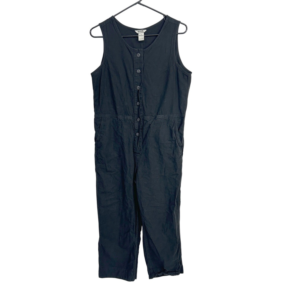 Duluth Trading Hemp Organic Cotton Utility Jumpsuit Black Sleeveless 12